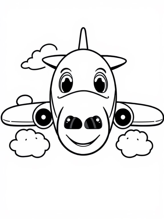 cartoon airplane coloring page