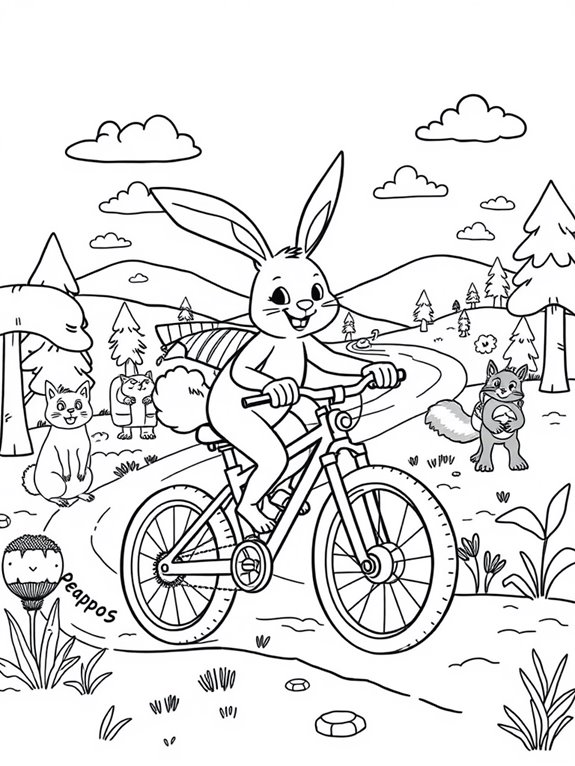 cartoon animals mountain biking