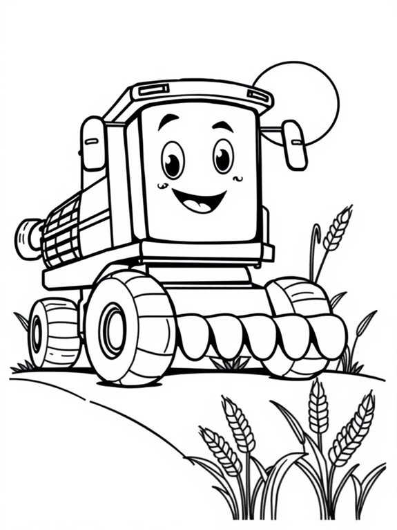 cartoon combine harvester illustration