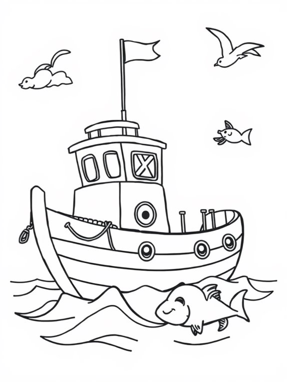 cartoon fishing boat illustration