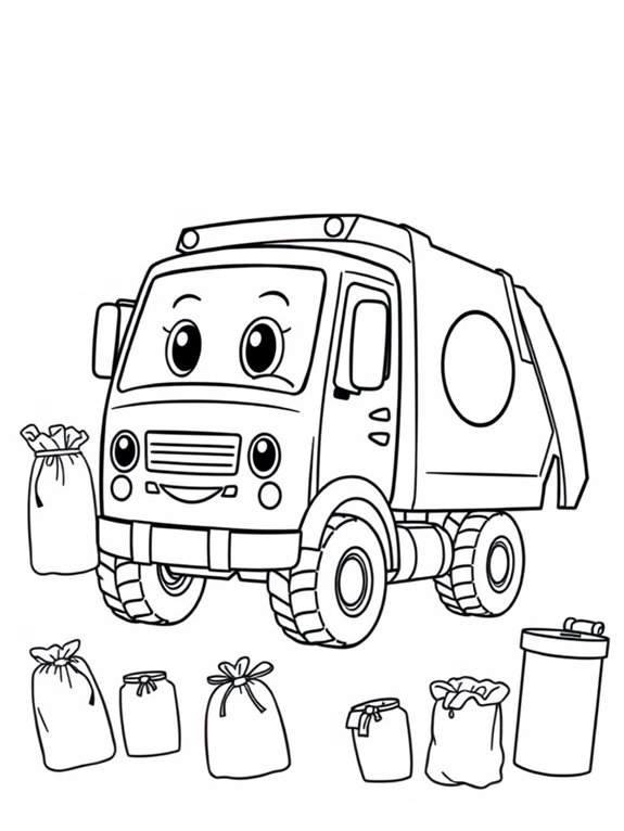 cartoon garbage truck illustration