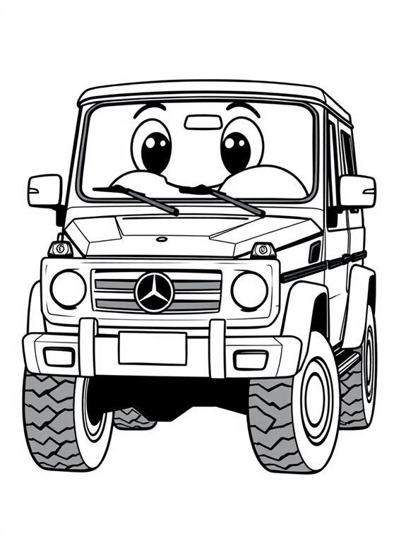 cartoon mercedes g wagon coloring