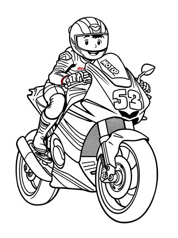 cartoon motorcycle racing illustration