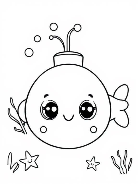 cartoon submarine coloring page