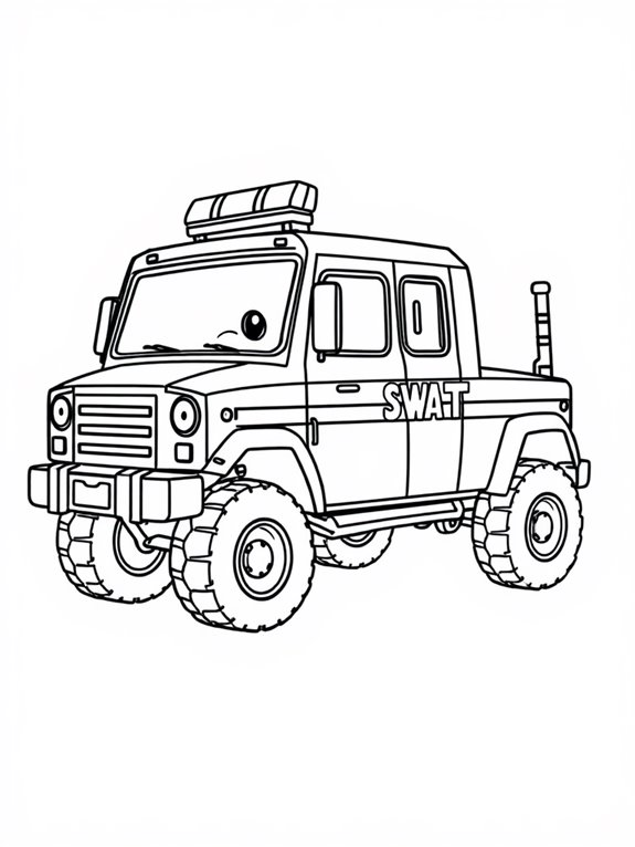 cartoon swat truck coloring page