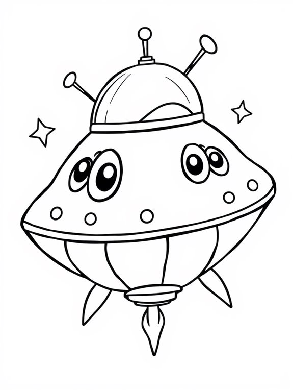 cartoonish flying saucer illustration