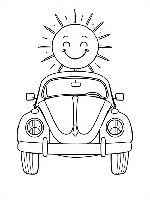 cheerful beetle and sun