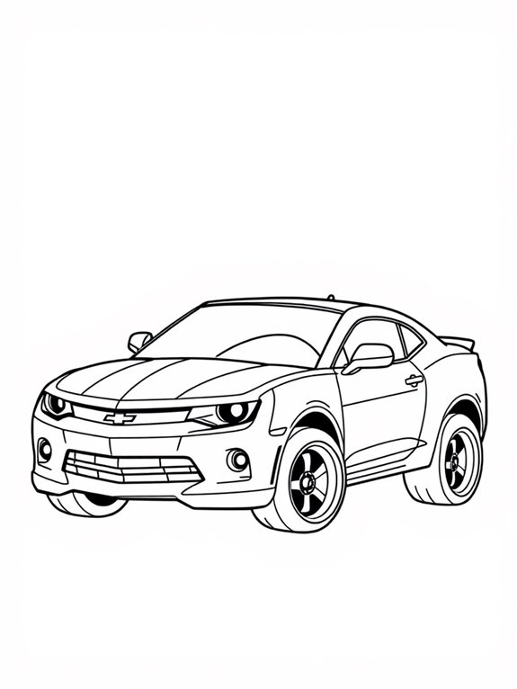 chibi chevrolet camaro coloring page