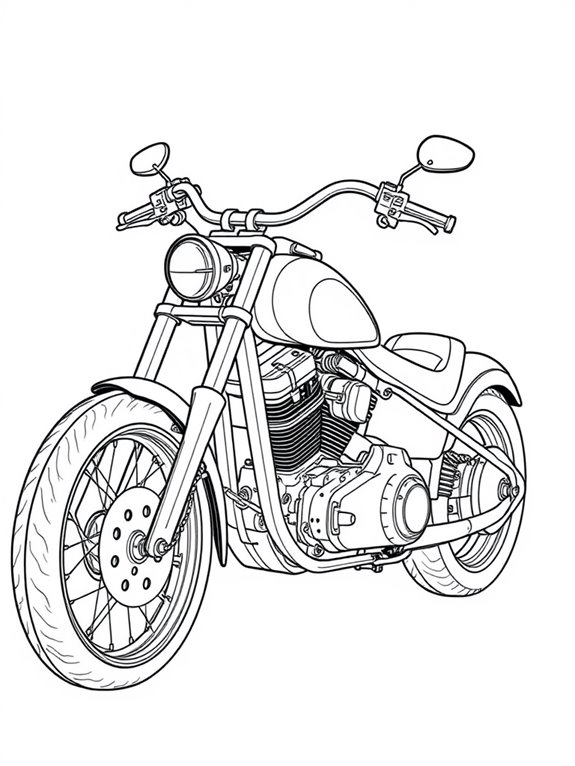 chopper motorcycle coloring page