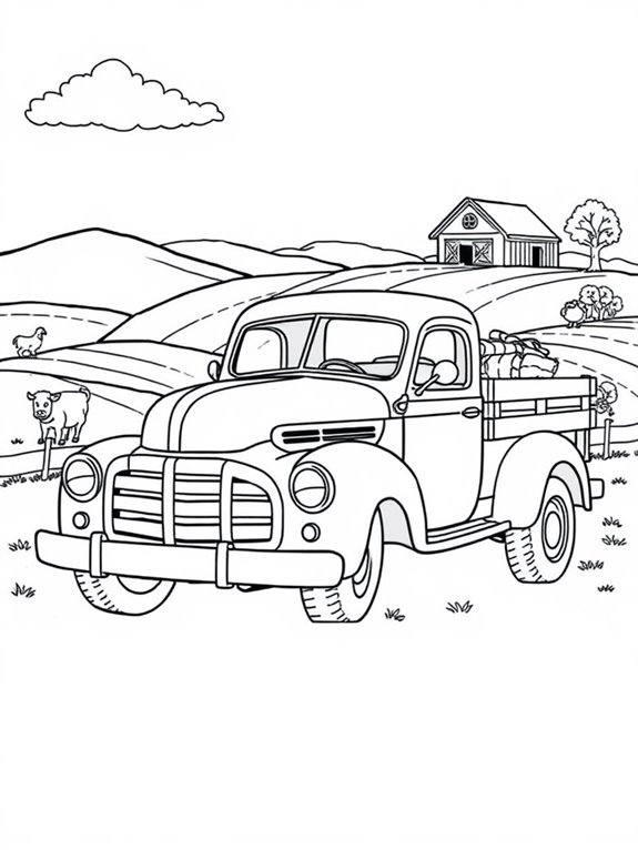 classic farm truck illustration