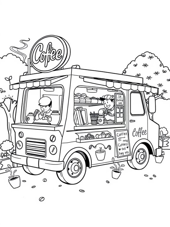 coffee truck coloring page