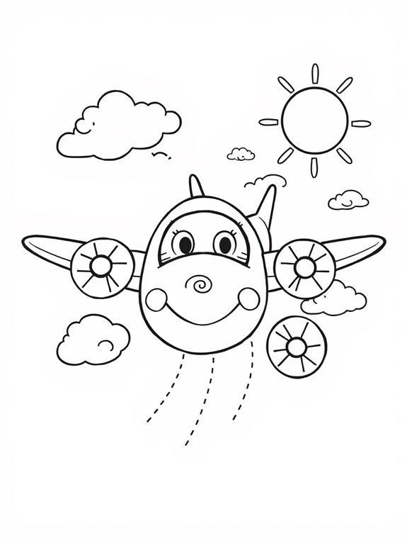 colorful airplane coloring page