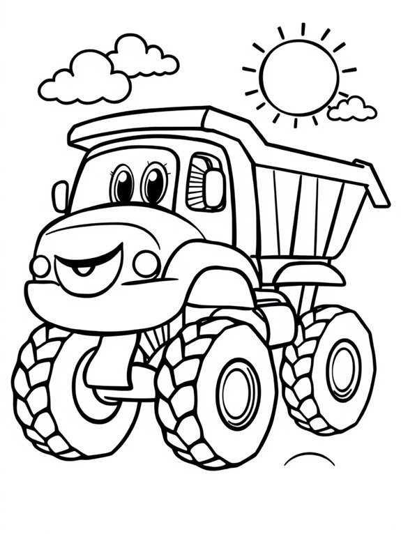 colorful cartoon dump truck