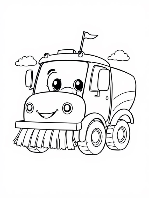 colorful cartoon street sweeper