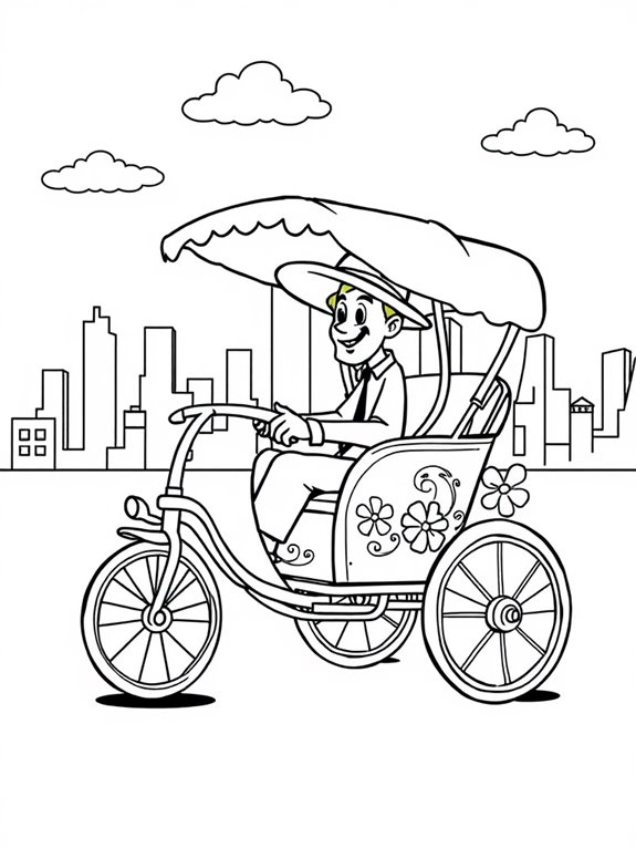 colorful rickshaw cartoon art