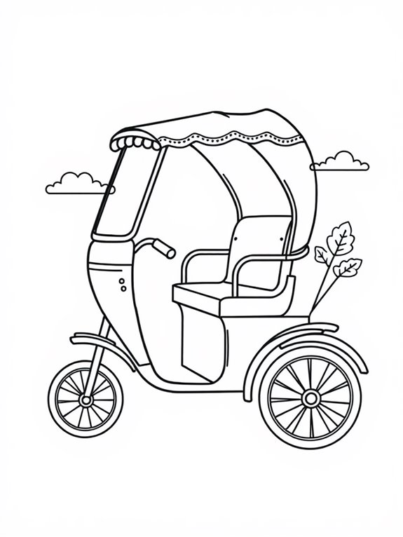 colorful rickshaw coloring page