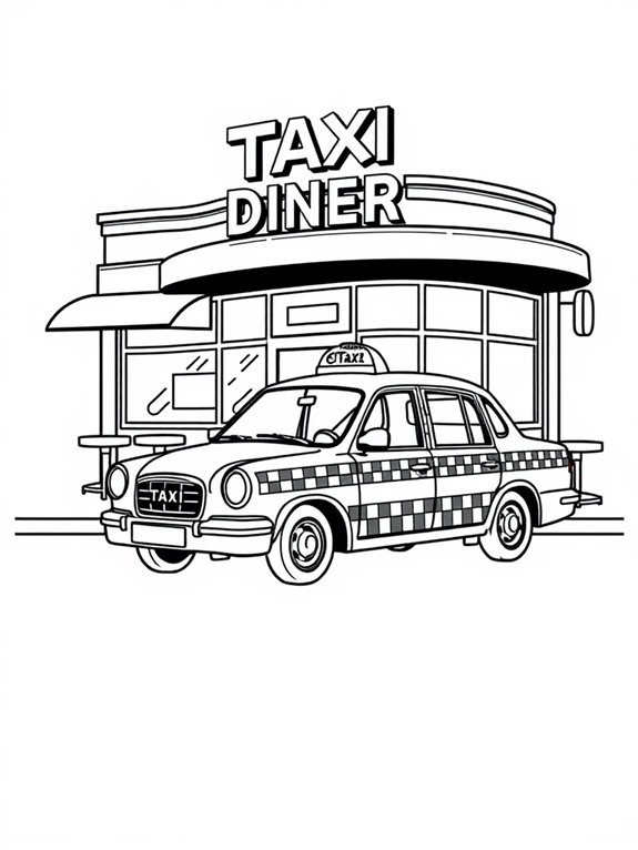 colorful taxi diner scene