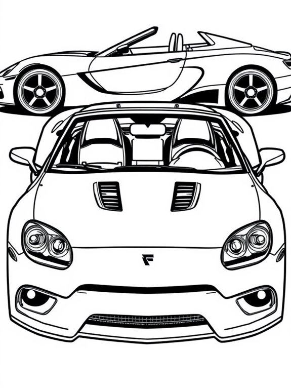 coloring page convertible car