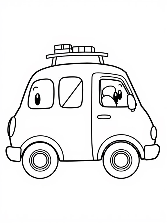 coloring page delivery van