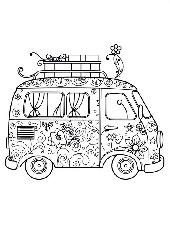 coloring page for van