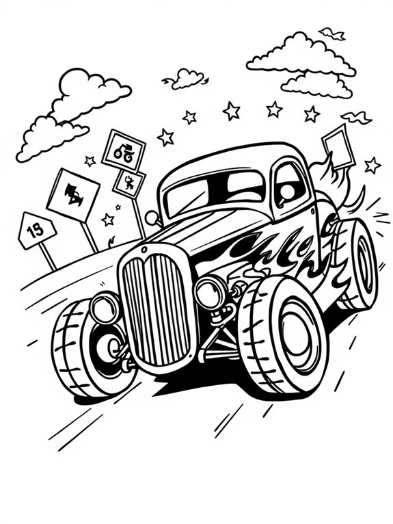 coloring page hot rod