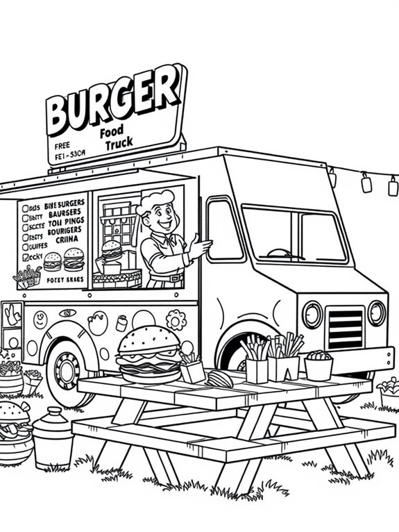 coloring page of burgers