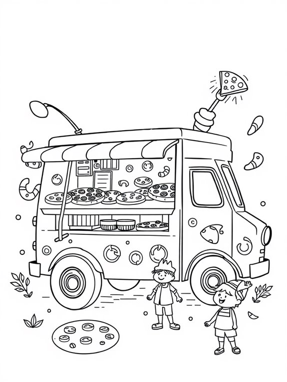 coloring page of pizza