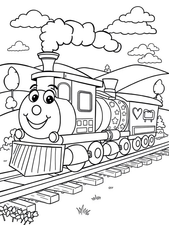 coloring page train characters