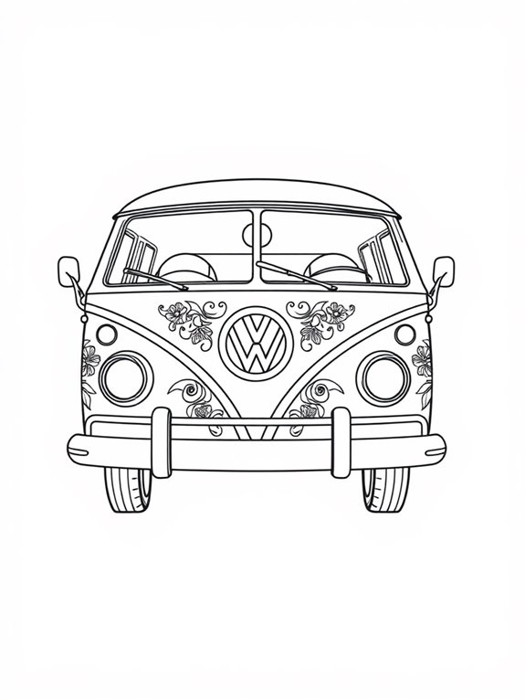 coloring page volkswagen bus