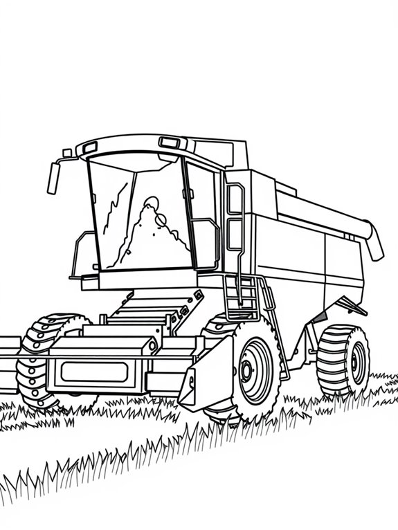 combine harvester coloring page