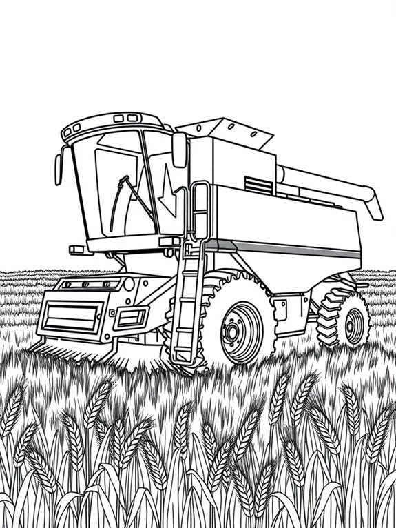 combine harvester coloring page