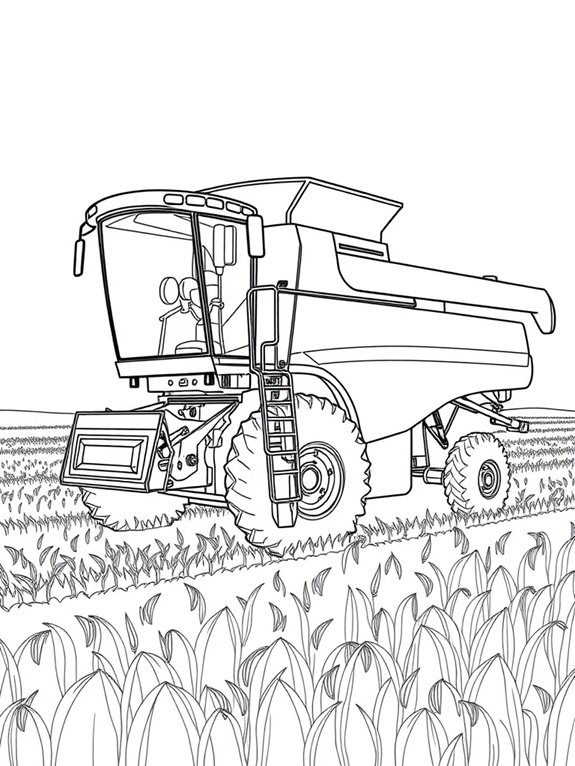 combine harvester coloring page