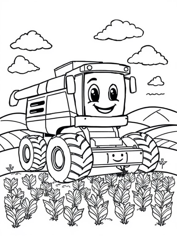 combine harvester coloring page