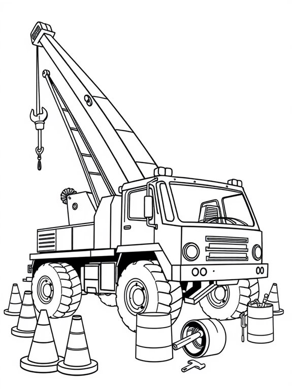 crane truck coloring page