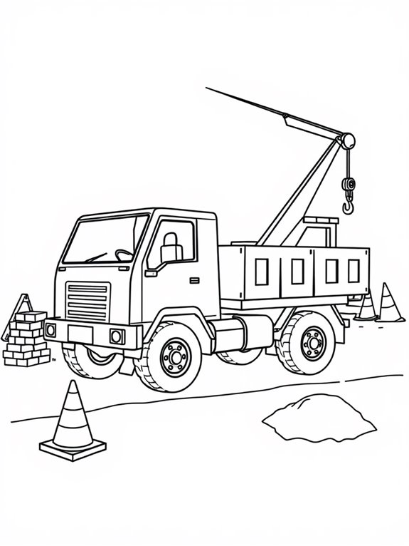 crane truck construction coloring page