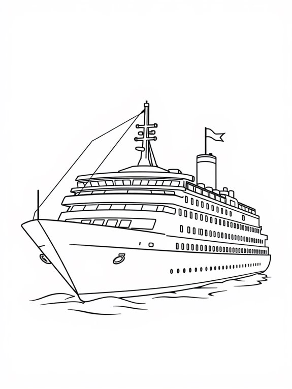 cruise ship outline coloring page