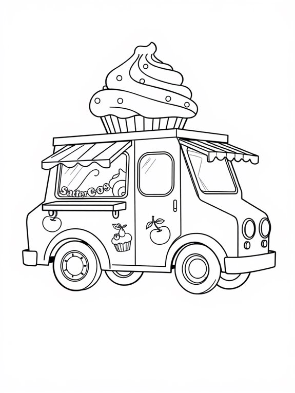 cupcake truck coloring page