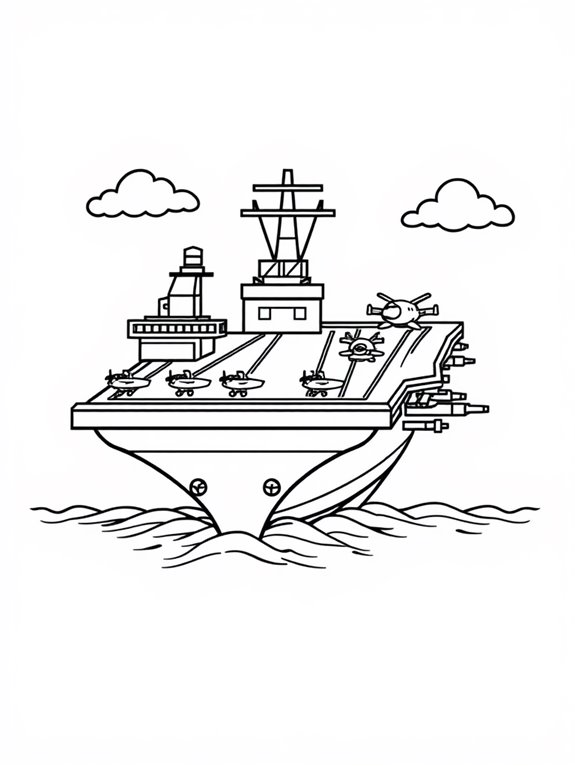 cute aircraft carrier illustration