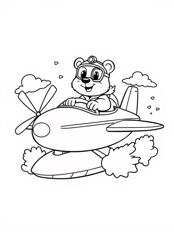 cute animal pilot hydroplane