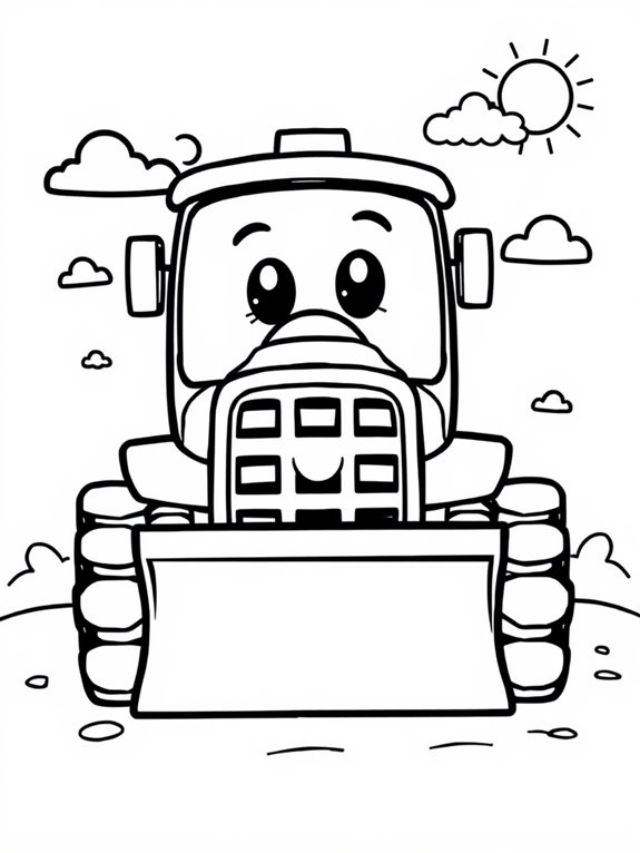 cute bulldozer coloring page