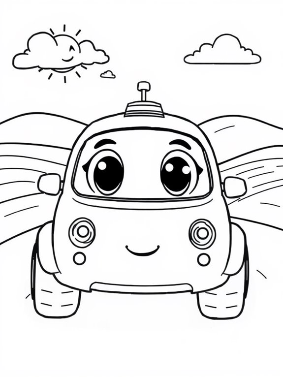 cute cartoon autonomous car