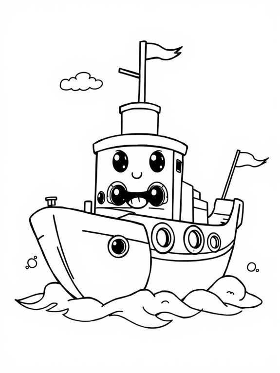 cute cartoon battleship coloring