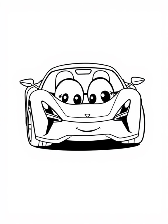 cute cartoon car coloring page