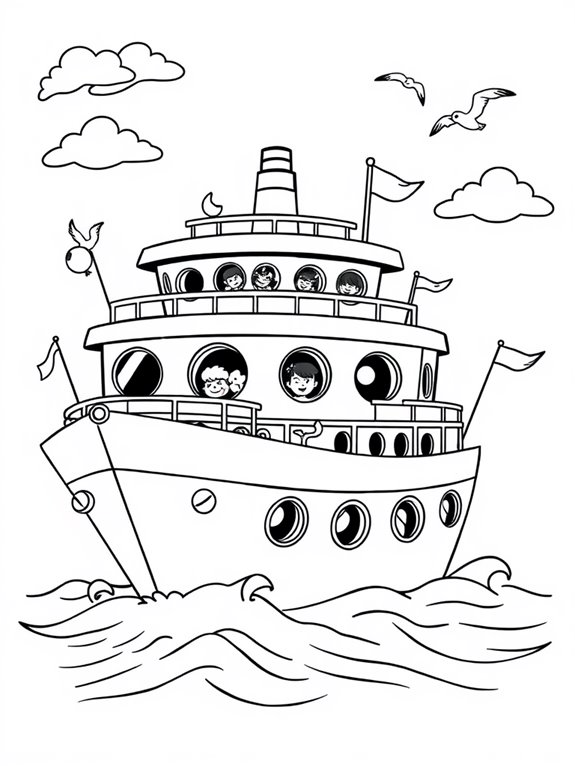 cute cartoon cruise ship