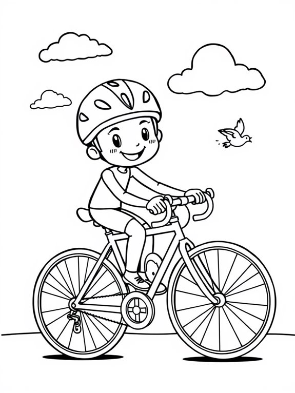 cute cartoon cyclist bike