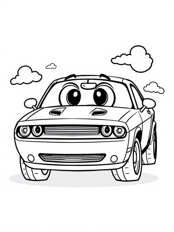 cute cartoon dodge challenger