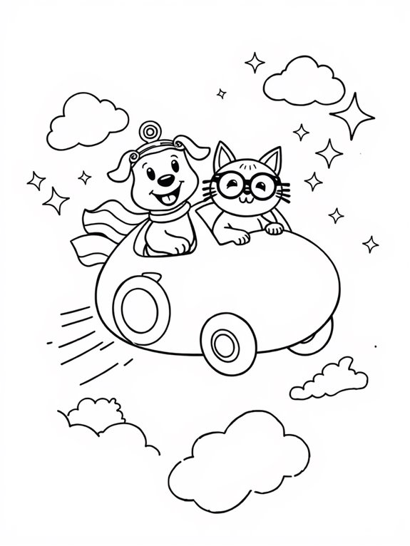 cute cartoon flying car