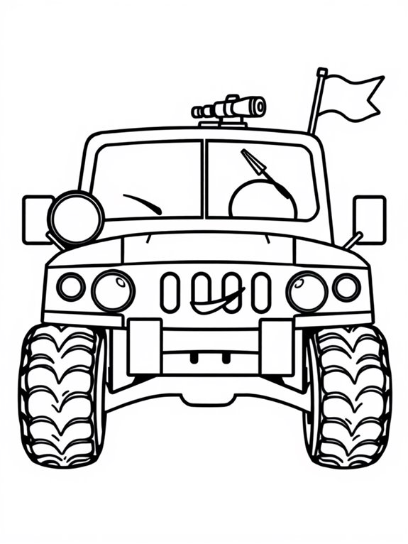 cute cartoon humvee illustration