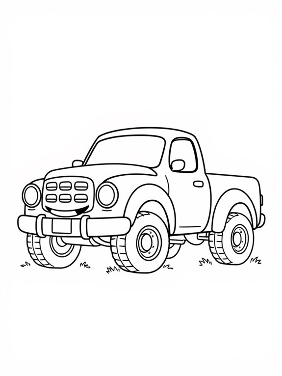 cute cartoon pickup truck