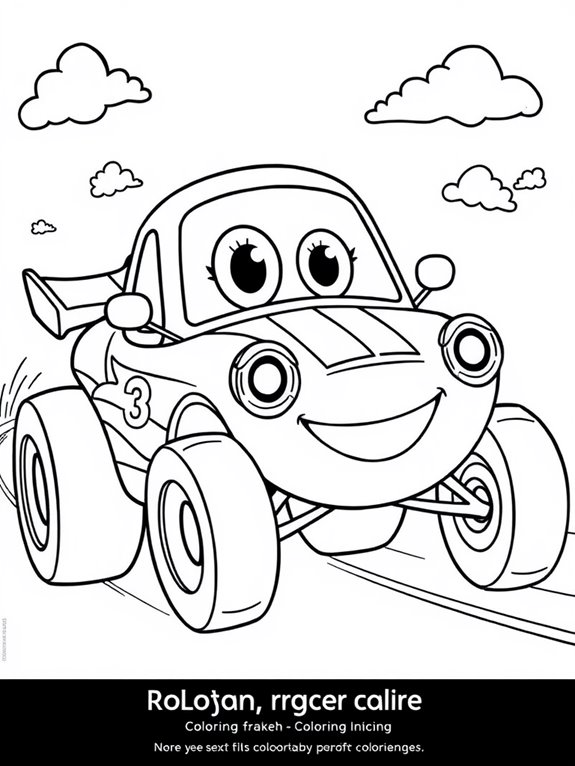 cute cartoon racing car